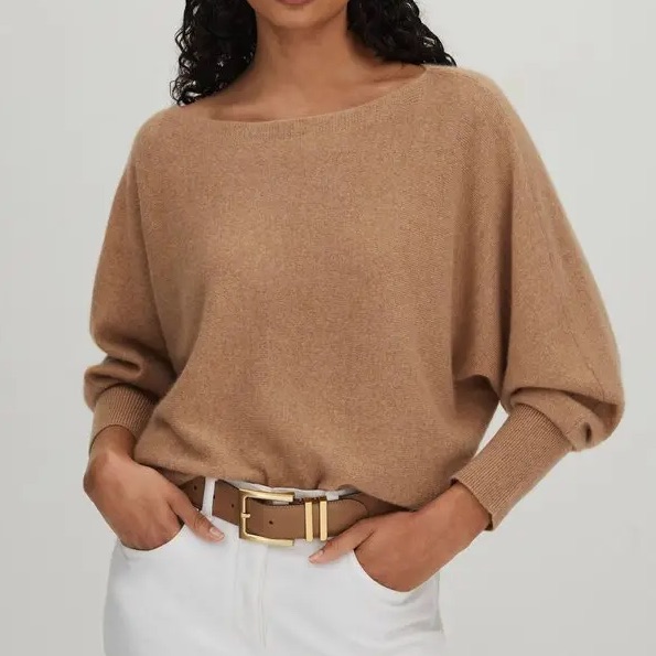 Crush Cashmere Collection Yangon Jumper Sweater In Camel Tan Women’s Xs
